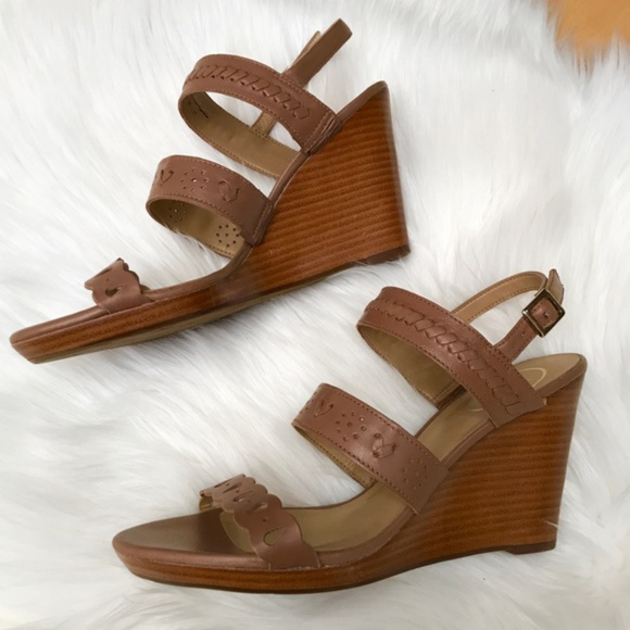 JACK ROGERS Leather Wedge Sandals - Picture 2 of 5